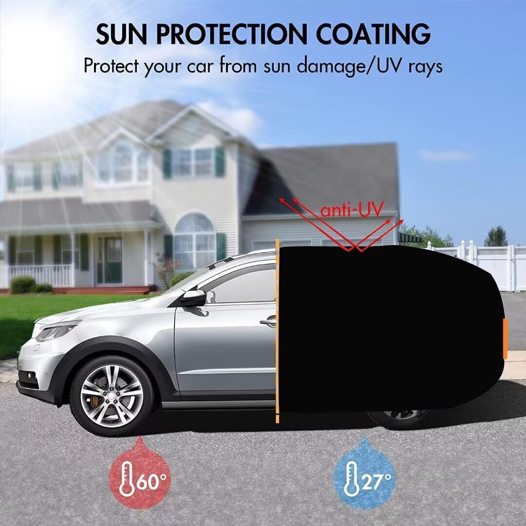 genérico Funda Coche Exterior Compatible con Renault Arkana 2018-2025,Funda para Coche Exterior Resistente a la Lluvia, al Polvo y al Sol con Puerta con Cremallera(Black Orange)