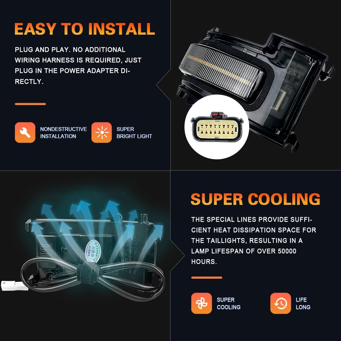 Off-Road Side Mirror LED Light with Amber and white Turn Signal Light Running Lamp Compatible with Ford Bronco 2021-2025