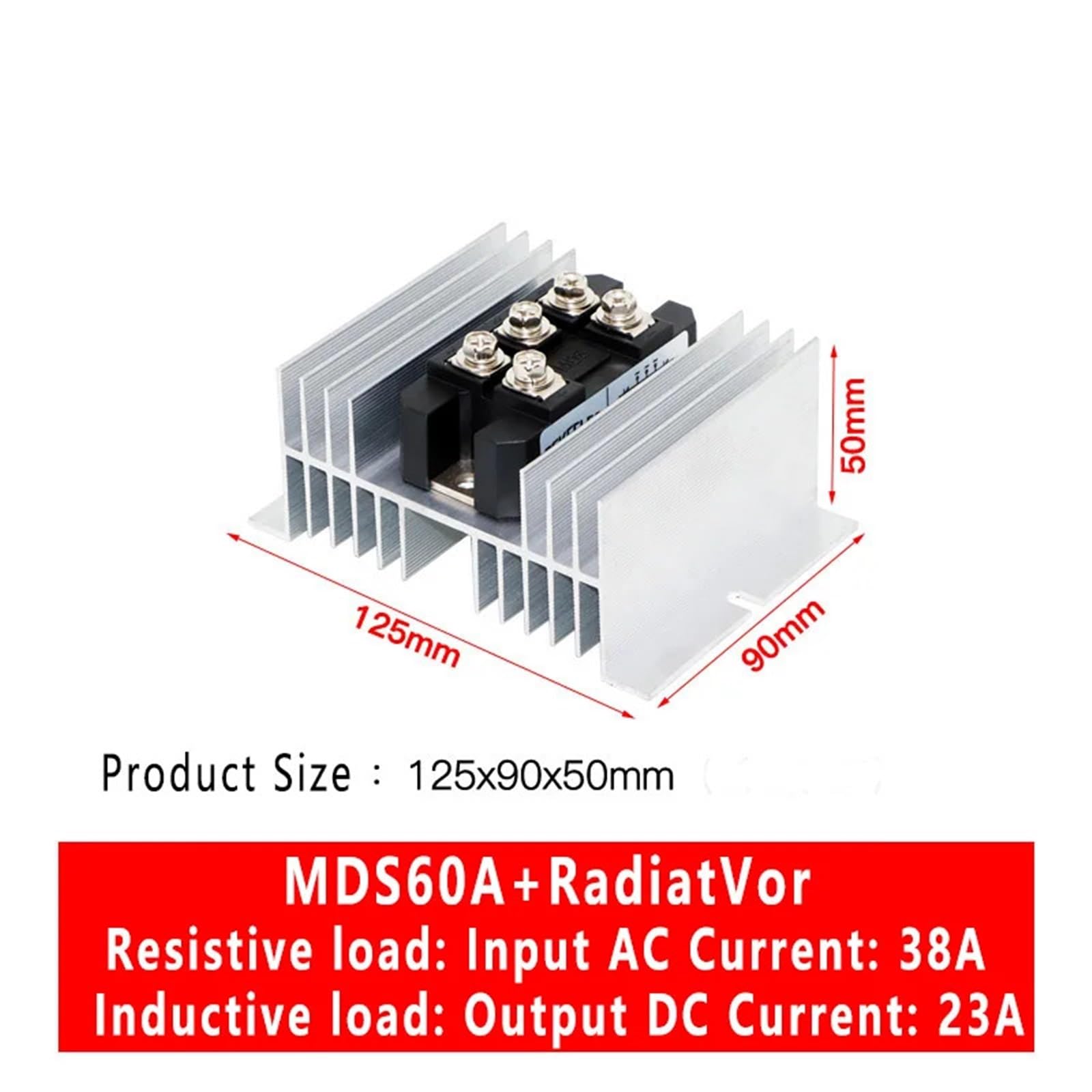 1 pz 100A Raddrizzatore a Ponte MDS 60A 150A 200A 1600 V Modulo Diodo a Onda Intera Raddrizzatore Trifase con Dissipatore di Calore in Alluminio(150A)