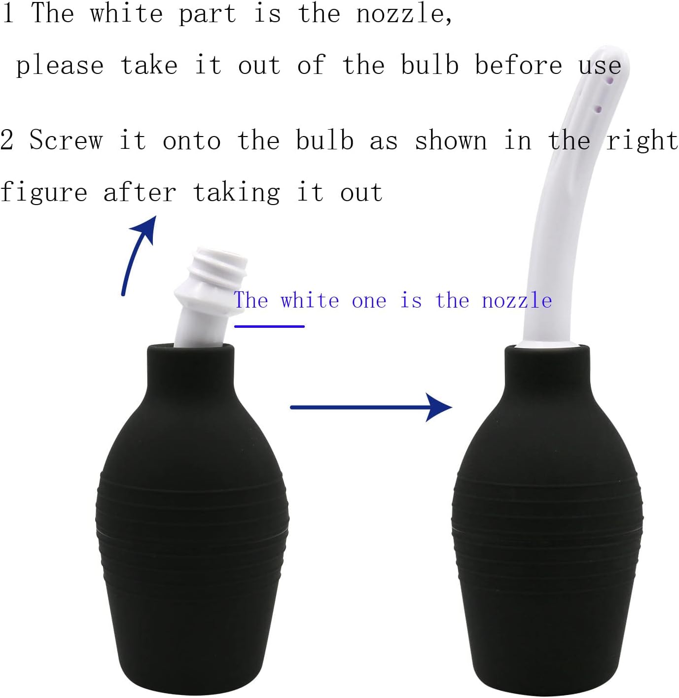 Anal Douche Reusable Enema Bulb Vaginal Feminine Care Douche Enema Cleaner for Women’s or Man’s Health(310ml White Nozzle) : Health & Household