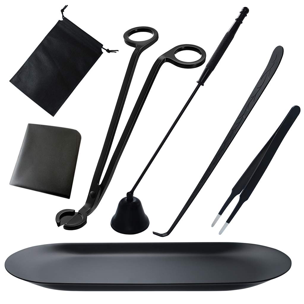 laffeya Candle Wick Cutter, Candles Accessory Set 3 in 1 - Wick Trimmer Scissors, Snuffer, Dipper, Candle Care Set with Storage Bag