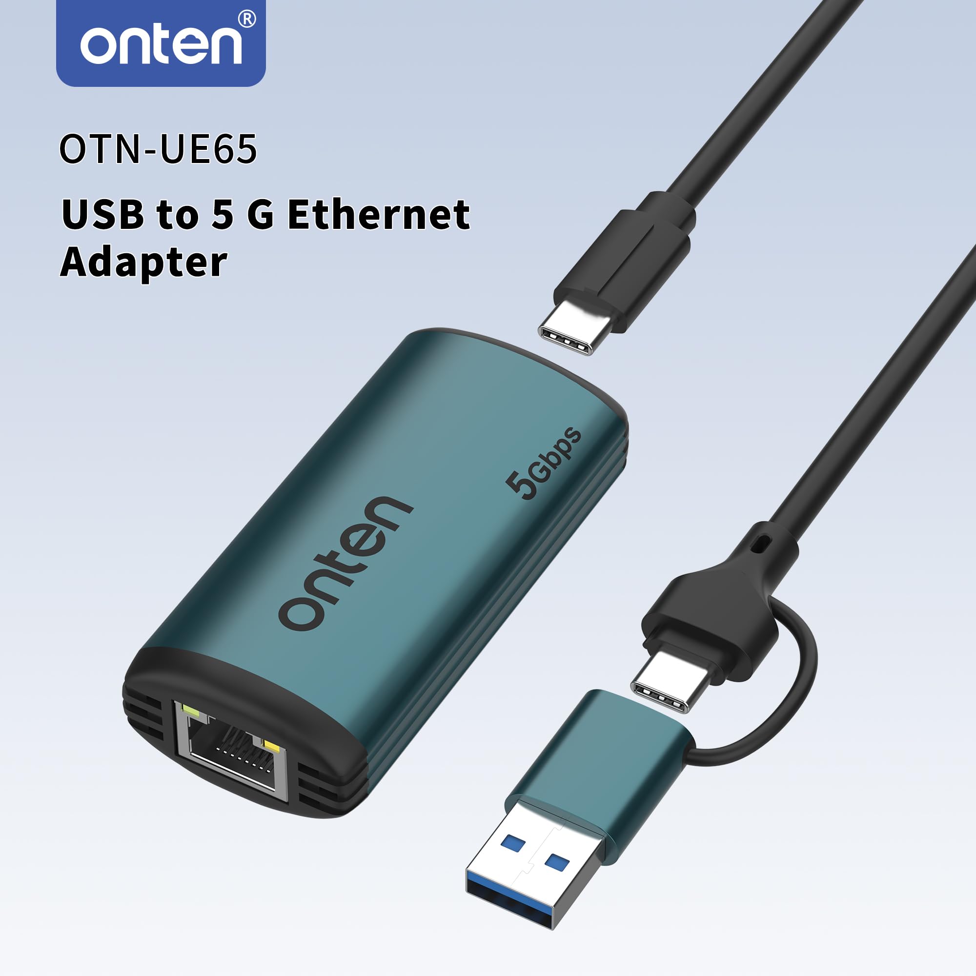 Adaptateur USB-C vers Ethernet – 5 Gbit/s haut débit, adaptateur réseau LAN Ethernet Type-C vers RJ45 compatible Thunderbolt 5/4/3, compatible avec MacBook Air/Pro, XPS