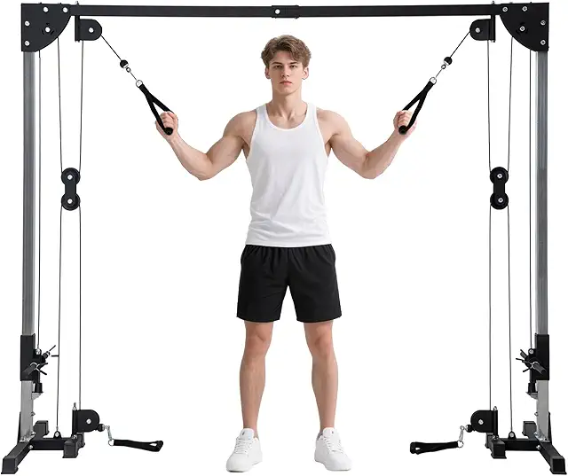 Cage Musculation Double Poulie Cable Crossover avec Poids 2x50kg