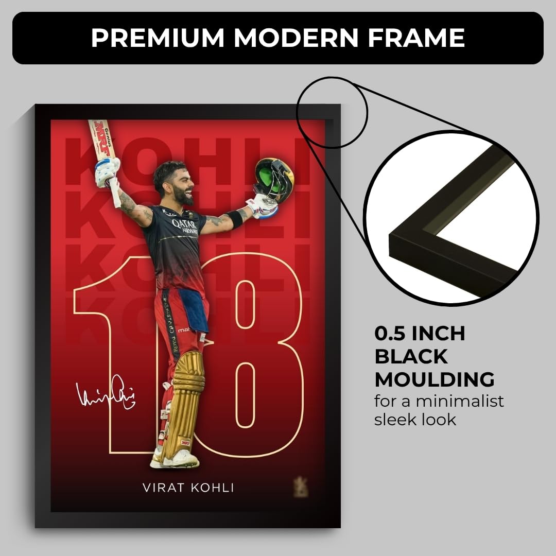 Funk You Store Virat Kohli Framed Poster | King Kohli 18 Wall Art | RCB Edition | Cricket Legend | Premium Sports Decor for Cricket Fans | Motivational Wall Poster (F_008) 3