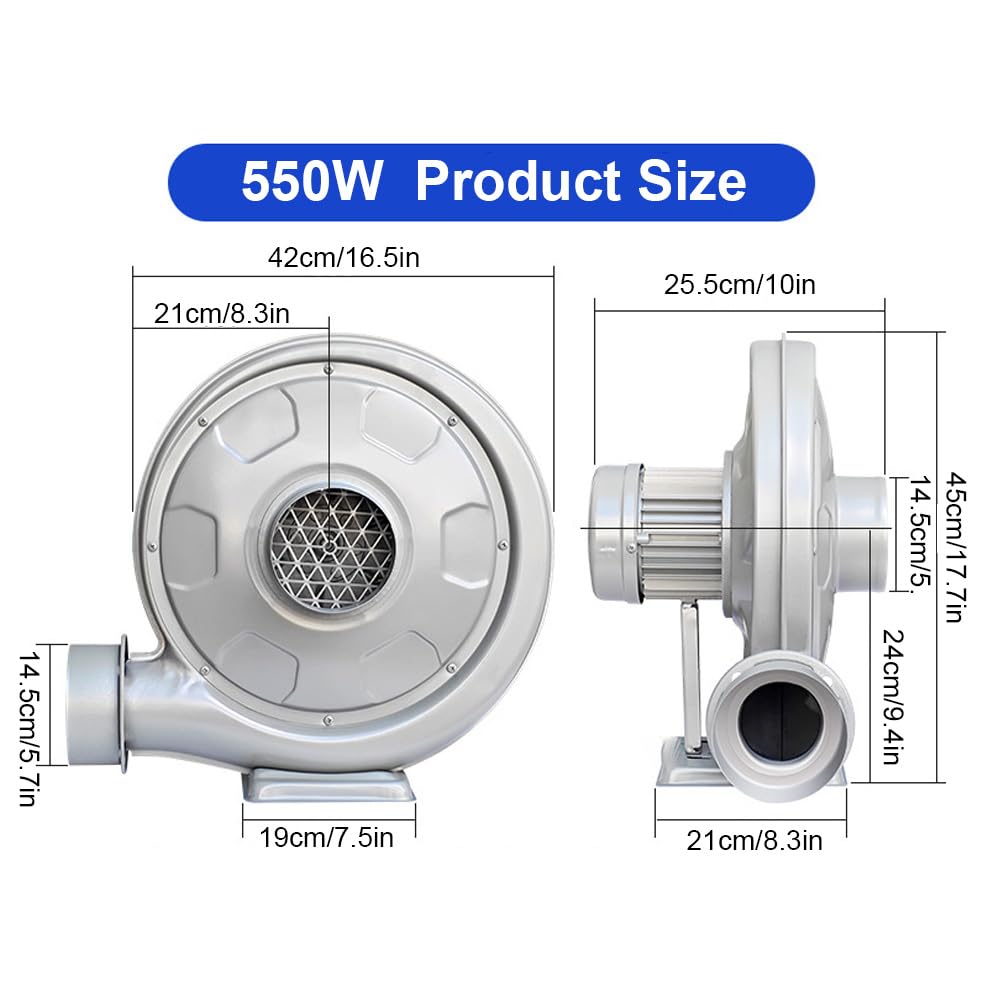 Ventola di aspirazione industriale da 550 W, 145 mm, per un'efficace rimozione di polvere e fumi in officina, ideale per incisione laser