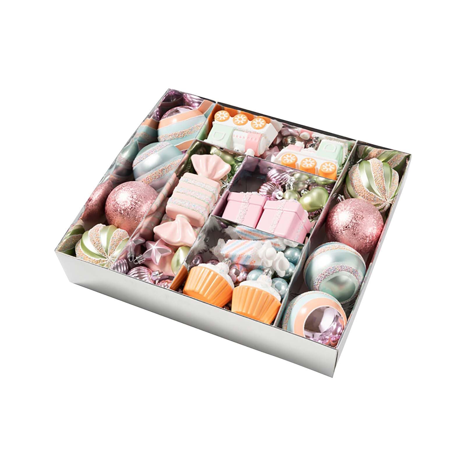 Lot de 80 mini boules de Noël en plastique incassable avec ficelles pour sapin de Noël, fêtes, 40 mm