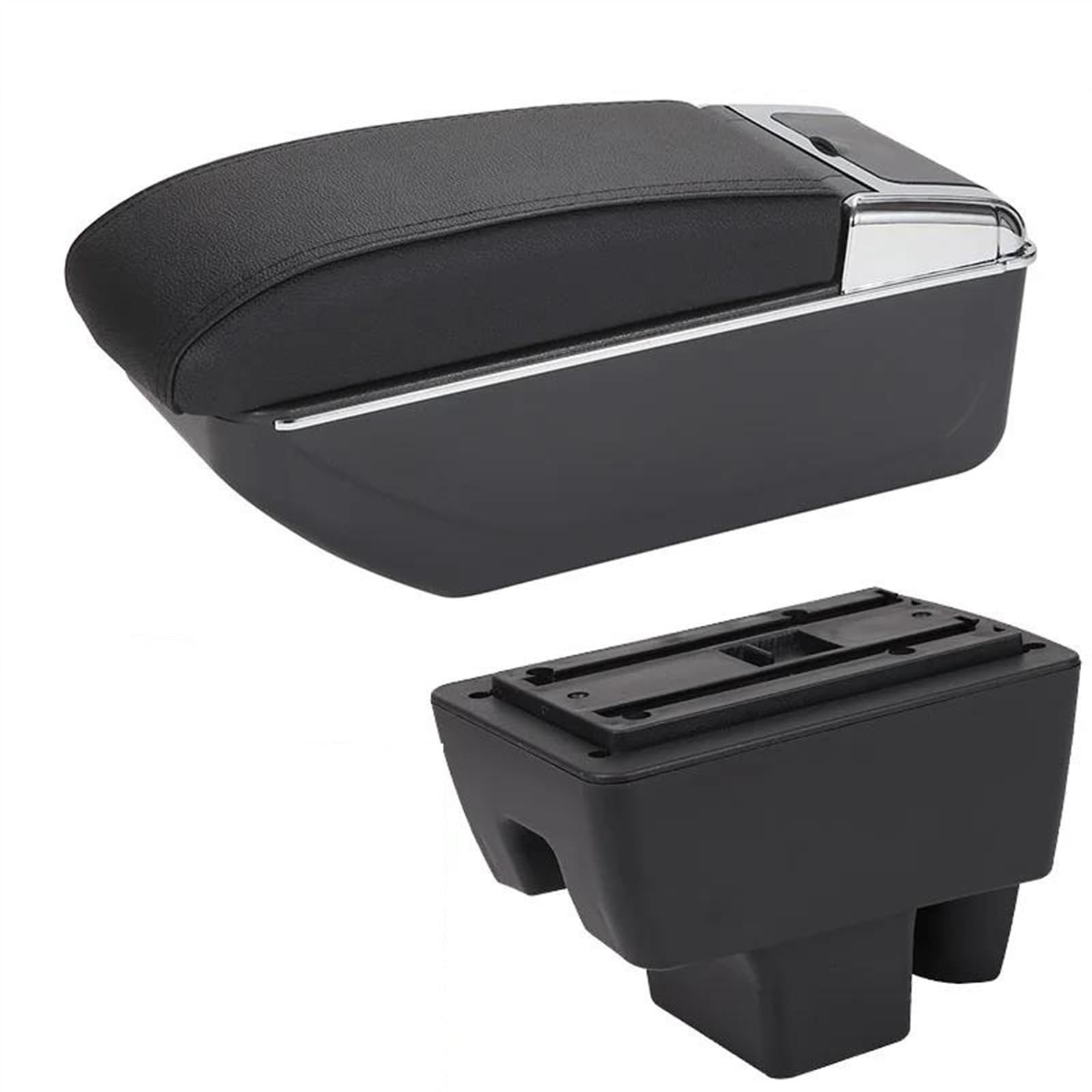 NOHEEU Car Armrest Box Retrofit Accessories Interior Details Storage For RAPID(D2 Black line No USB)