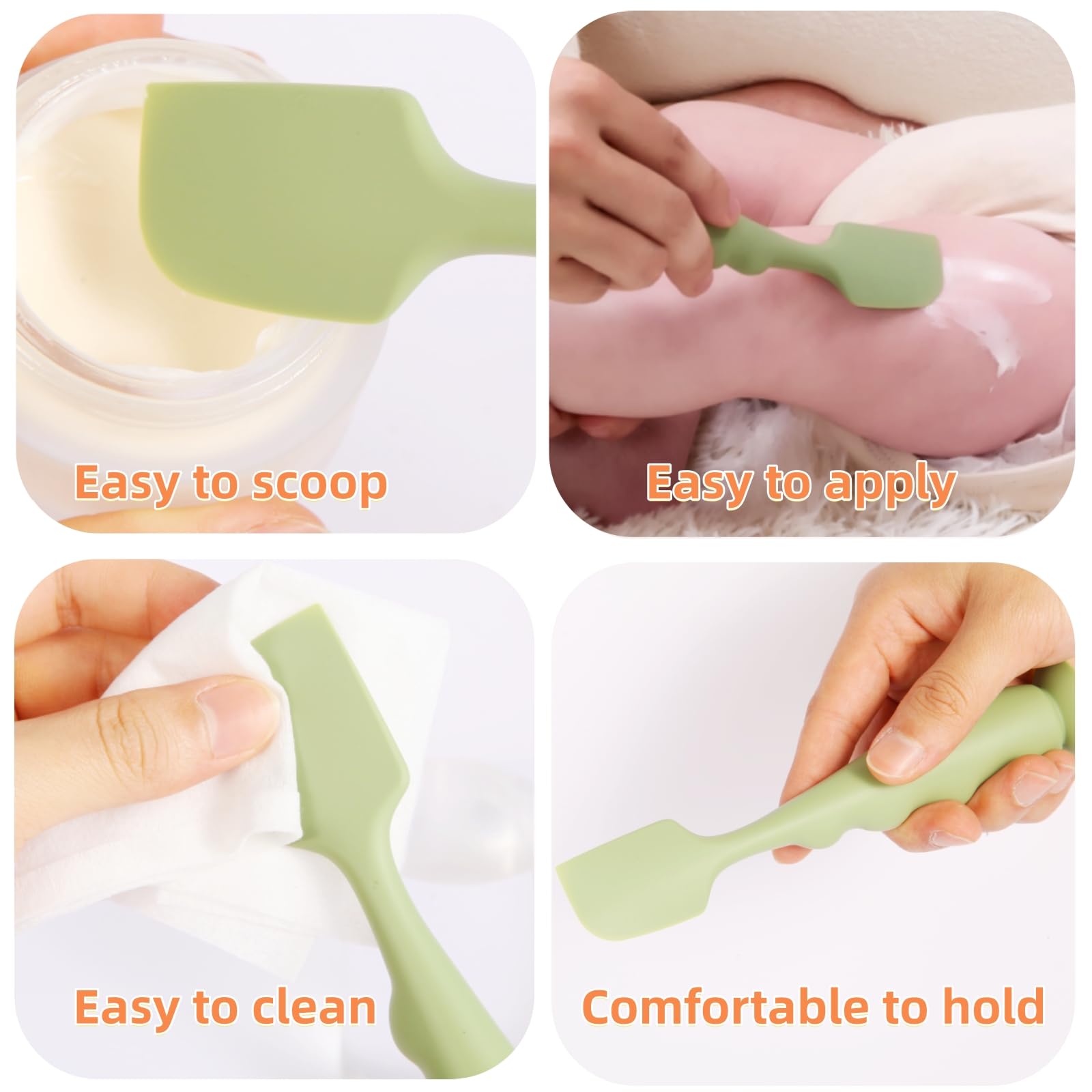 AYDRBMG Diaper Cream Spatula 4 Pack,Soft Baby Butt Spatula baby diaper cream Applicator,Convenient Diaper Rash spatula,Silicone Butt Paste spatula Brush (2 Large 2 Small) — view 6