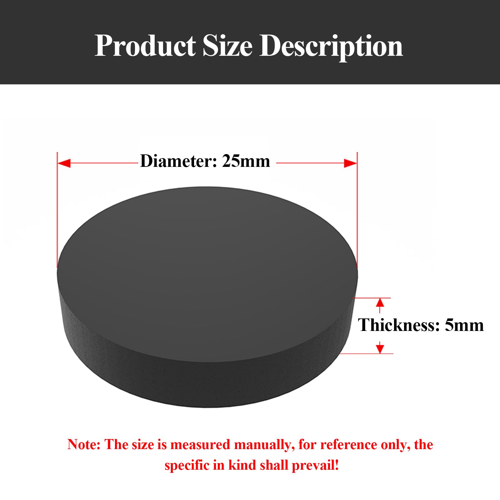 DFDPAXL 20 Pieces Rubber Shock-Absorbing Block Thickness 5Mm, Rubber Round Pads Diameter 25-33Mm for Machinery, Building Materials,Diameter 25mm