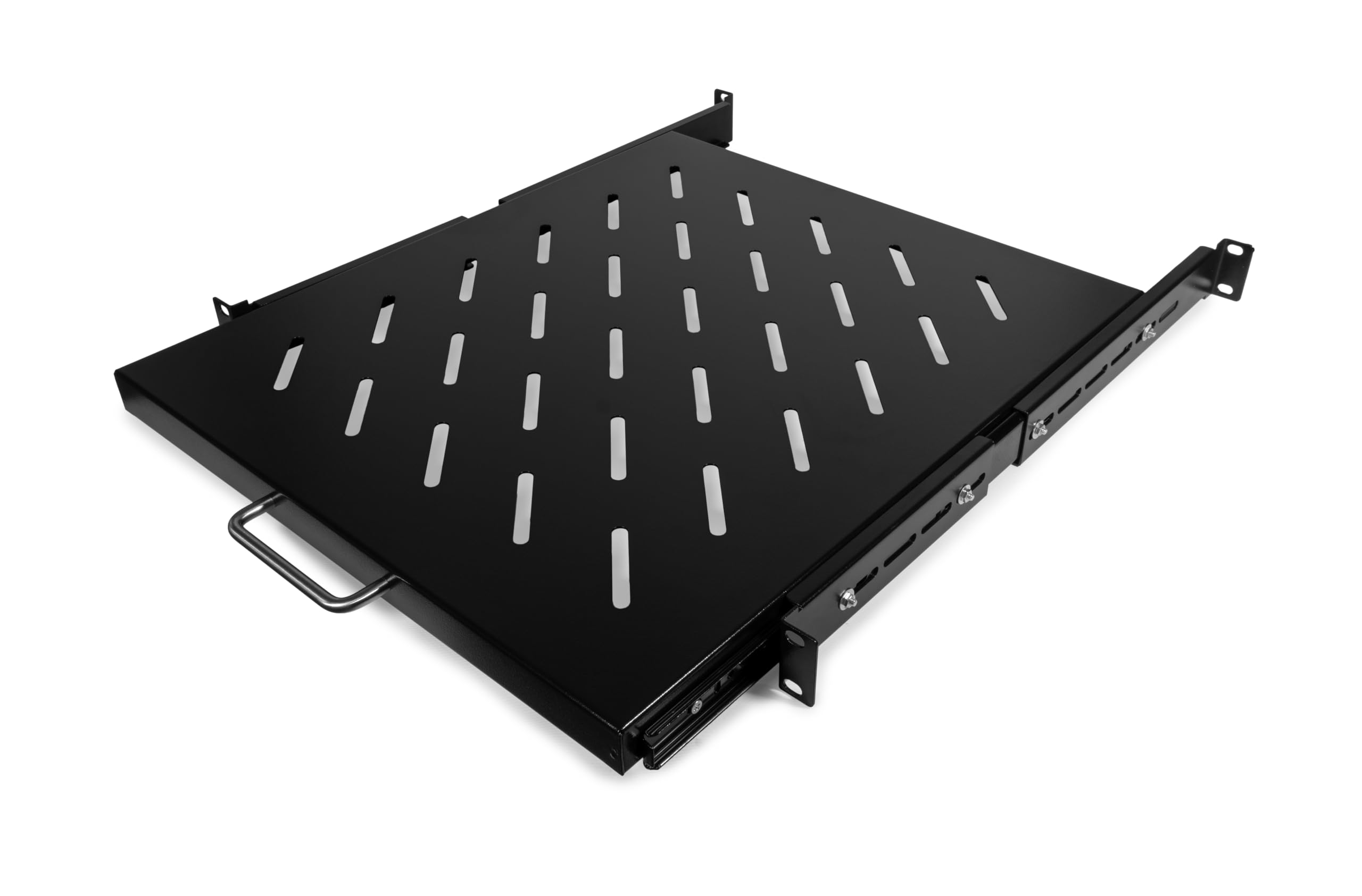 Mensola Estraibile per Armadi Rack 19", Nera - Robusta, Versatile e Salvaspazio - Ideale per Server, Networking, Apparecchiature Elettroniche e molto altro (Profondità 530 mm)