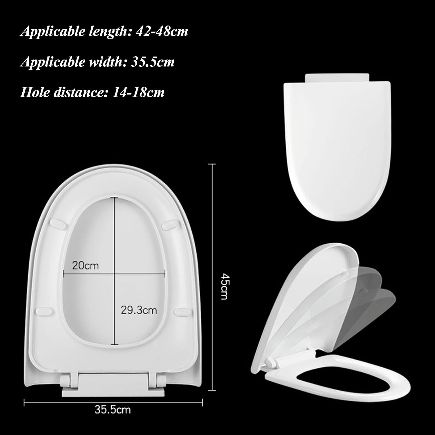BHBXZZDB Toilet Seats for Elongated Toilets Will Slow Close, Never Loosen and Easily Remove Toilet Seat, Fits Family Hotel Apartment Office Building, White