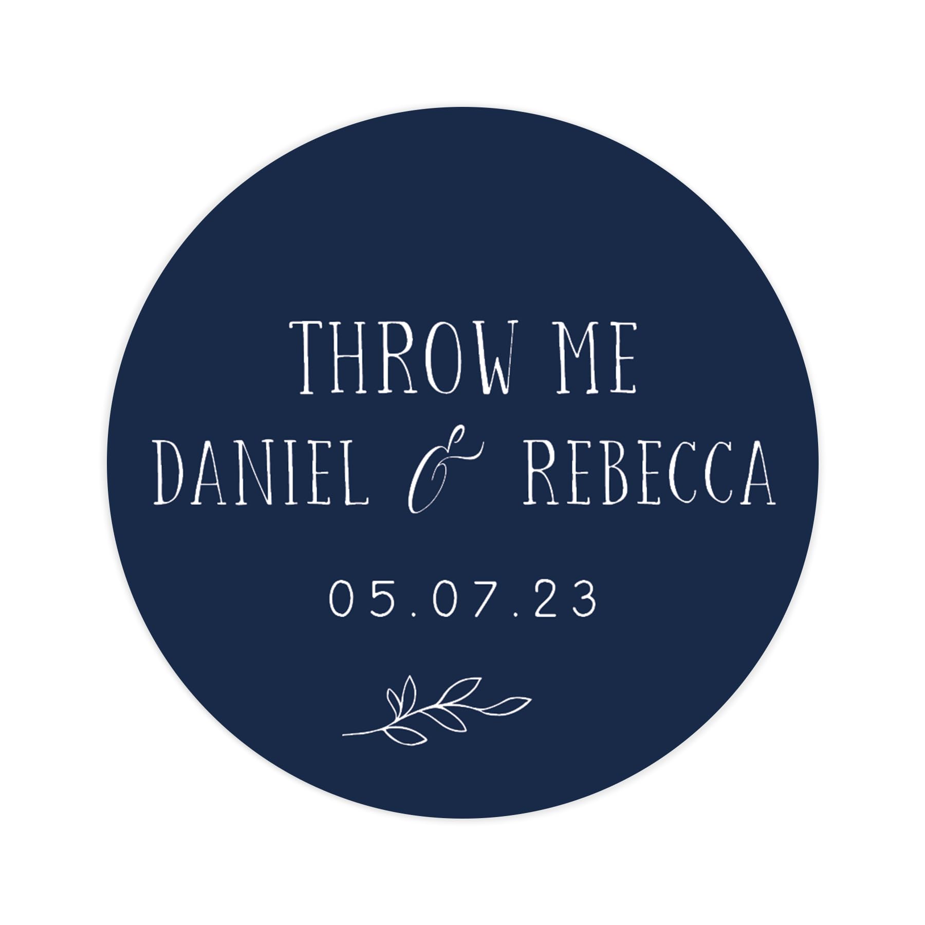 Personalised Throw me Confetti Wedding Stickers | 12 Colour Choice Round Circle Wedding Labels | Favor Sticker | Weddings Favors Thank You Stickers | 35 Round Stickers (Navy)