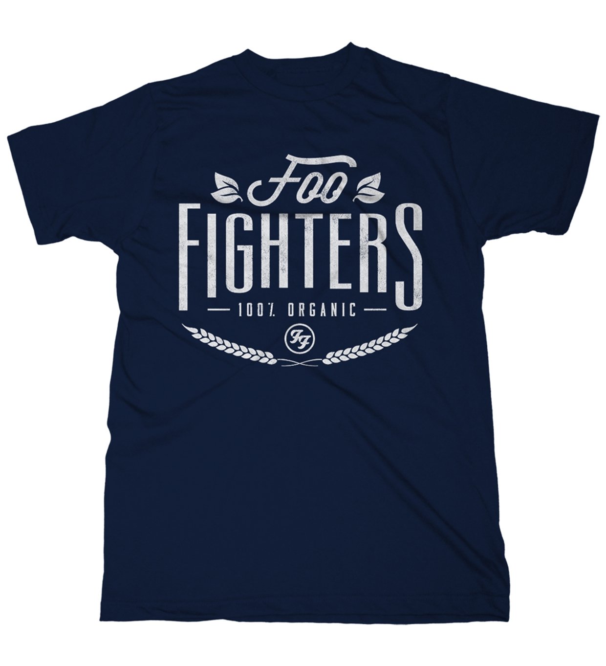 Foo Fighters 100% Organic Official Tee T-Shirt Mens Unisex (Large) Blue