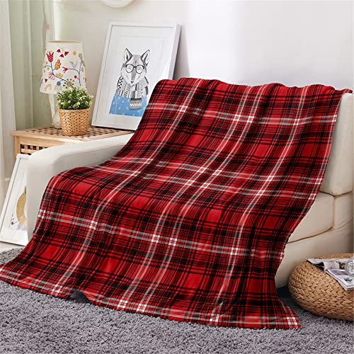 Chickwing Chickwin Couverture Plaid Flanelle, 3D Carreaux Imprimé Couverture Polaire Epaisse Microfibre Moelleuse Chaudes Légères Couvertures pour Voyager,...