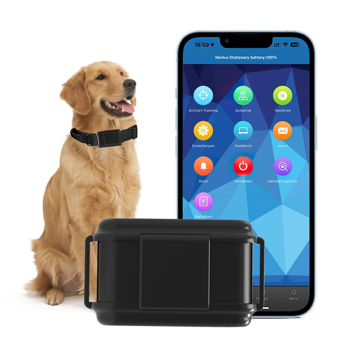 Winnes 4G GPS Tracker Halsband Für Hund 3000 mAh GPS Tracker für Hunde Echtzeit-Tracking Kostenlose APP/Plattform Ohne ABO IP67 Wasserdichter Tracker Hund mit Datenstatistik Ton-Lichtalarm