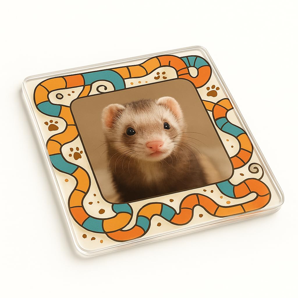 The Plum Penguin Ferret Acrylic Coaster Gift With Whirlwind Design - Playful Pet Photo Frame Home Decor For Lovers