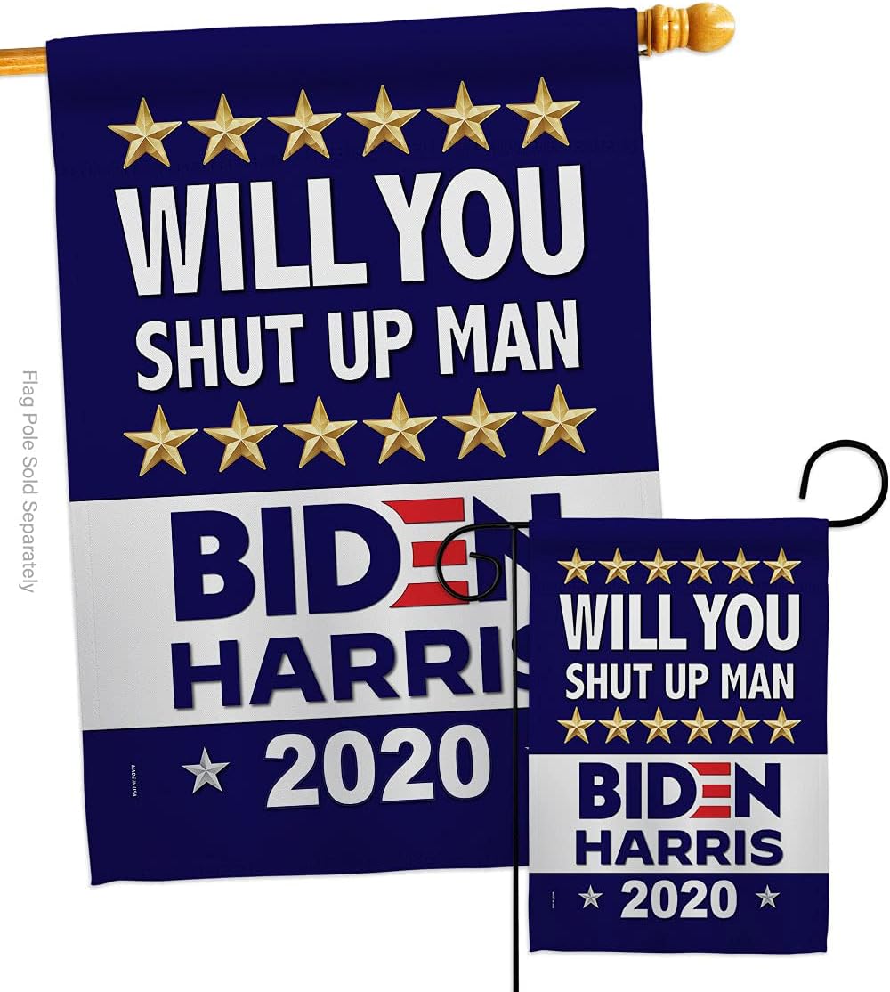 Biden Harris Flag Shut Up Man Garden House Flag Set Patriotic Vote President Democrat Republican Tea Party United State Election Decoration Banner Small Yard Gift Double-Sided, Made in USA