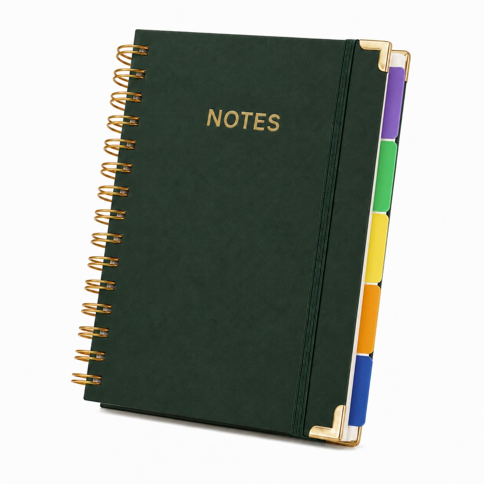 A5 Spiral Notebook with Dividers,300 Page Leather Hardcover Journal