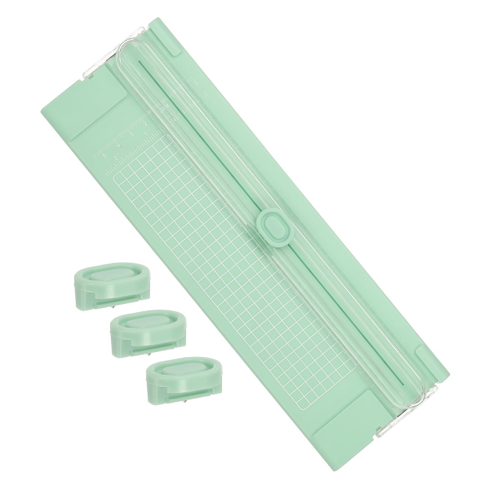 PATIKIL Paper Cutter Trimmer, A4 Straight Small Portable Paper Slide Paper Slicer with Safe-Guard for Craft Cardstock Label Card, Scrapbook Photo, Green, with 3 Blade