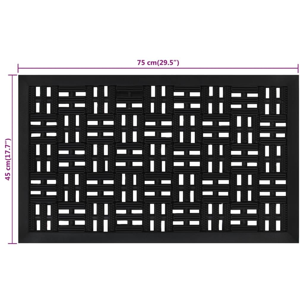 Paillasson rectangulaire en caoutchouc antidérapant et imperméable avec trous de drainage, lavable pour porte d'entrée, balcon et terrasse, tapis absorbant 45 x 75 cm