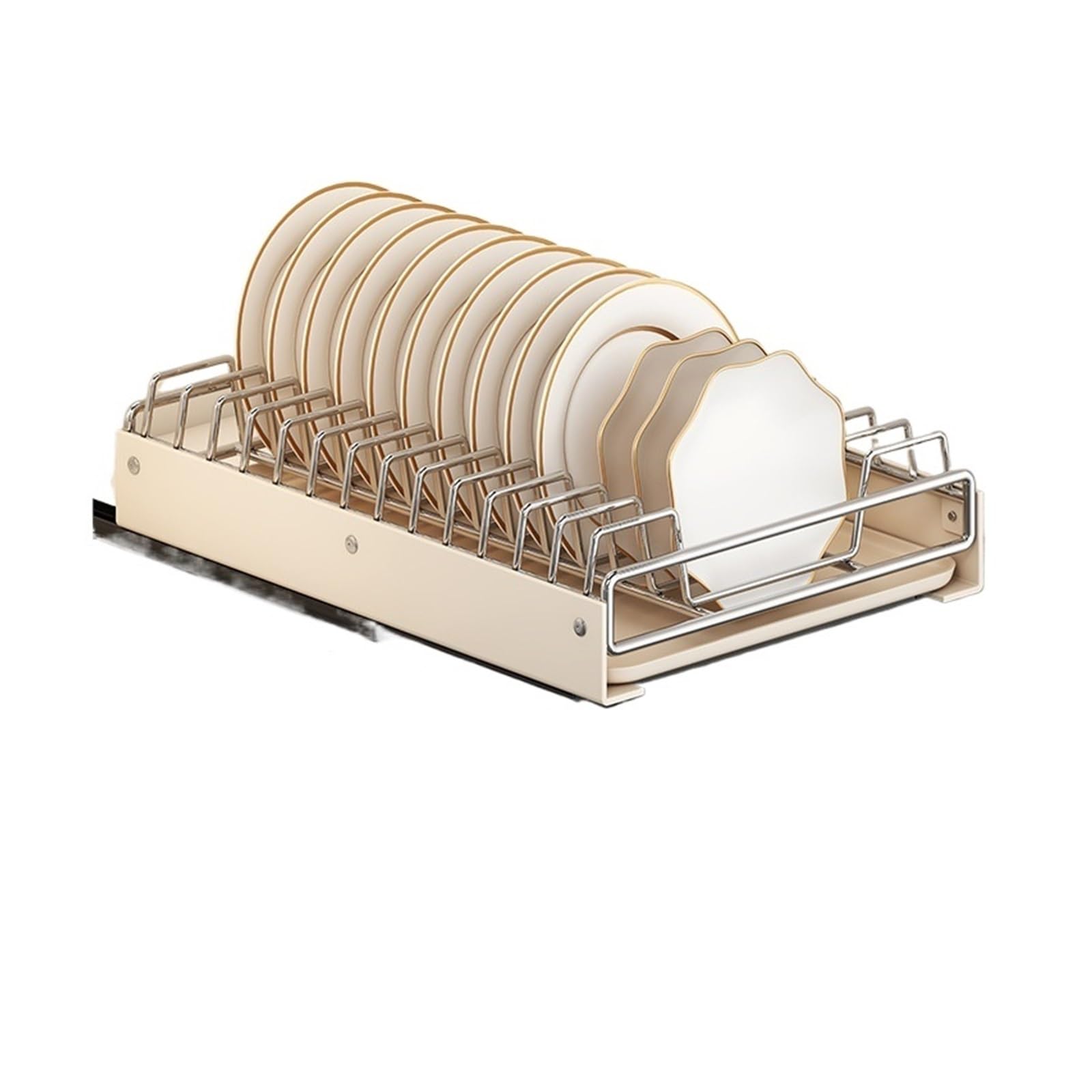 ZQFHSX Expandable Dish Rack – Stainless Steel Kitchen nizer with Extendable Drawer for Large Plates Space-Saving Solution Efficient Storage and nization