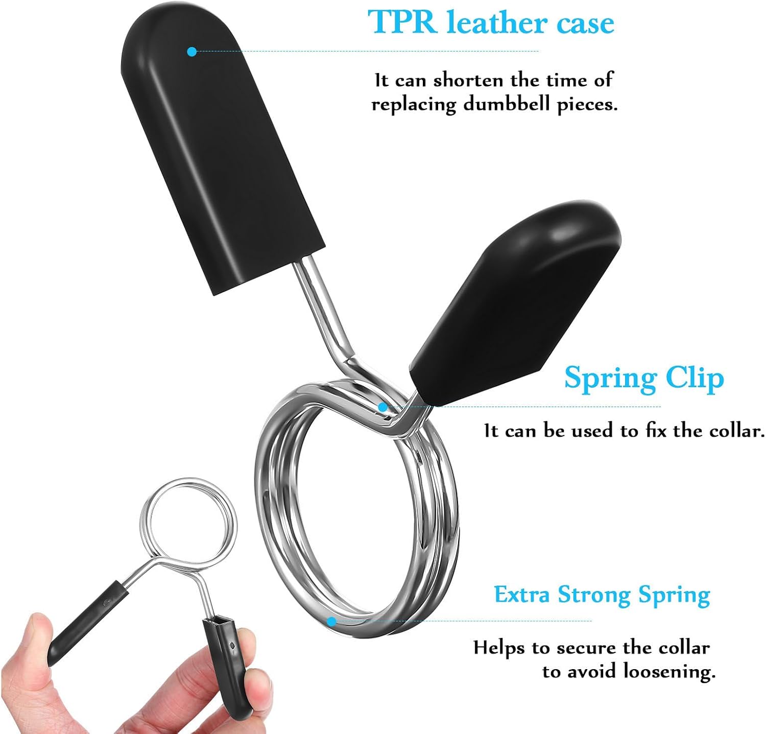 12 Pcs Spring Clip Collars for Dumbbell and Barbell with Stainless Steel Material, Non-slip and Sturdy Design, for Gym and Personal Fitness Weightlifting