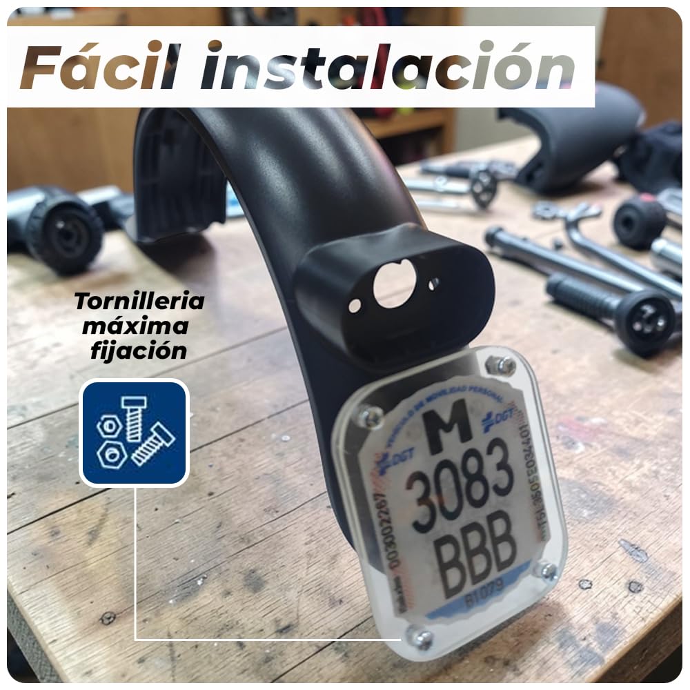 HORO.ES Portamatrículas Patinete Eléctrico VMP Universal - Sistema Seguro con Tornillería Anti Robo - Resistente y Fácil Montaje (Portamatrículas) — view 2