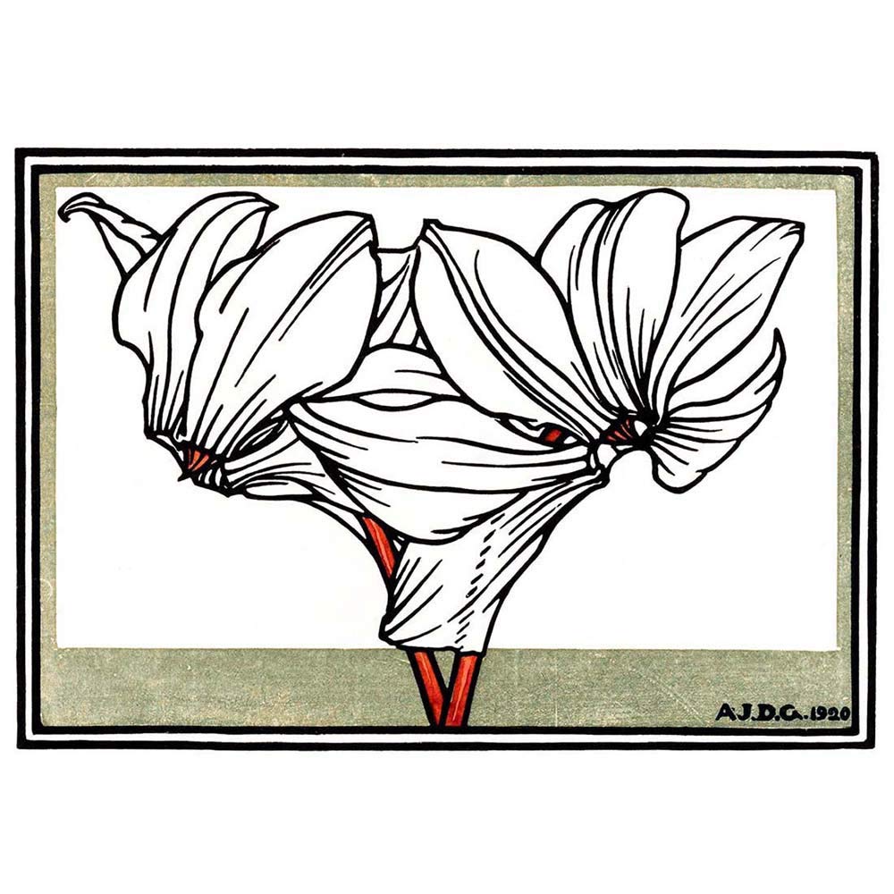 Wee Blue Coo Cyclamen Julie De Graag Art Print Poster Wall Decor 12X16 Inch