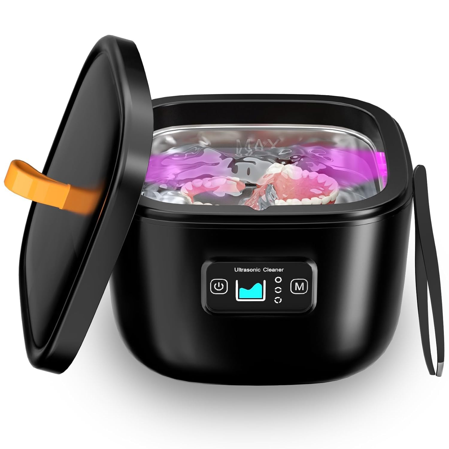 ultrasonic retainer cleaner machine - raccomb 45khz led light ultrasonic cleaner for dentures, aligner, mouth guard, night guard cleaner, 255ml sonic cleaning machine for jewelry, dental appliances