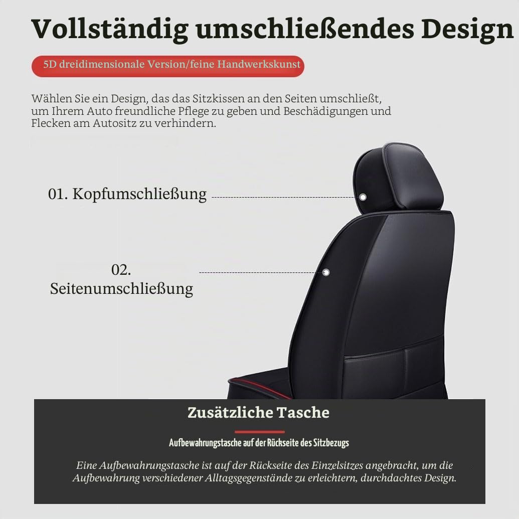 Auto Sitzbezüge Set für BMW 5 Series E28 E34 E39 E60 E61 F07 F10 F11 G30 G31 2000-2023, Komfortabler PU-Leder Allwetter AutoSitzbezug Vorne und Hinten Sitzschoner 5 Sitzer, Auto Innenraum Zubehör