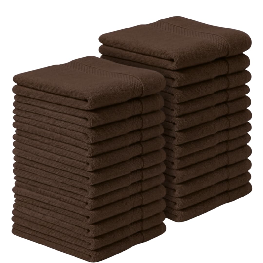 Diamond Tex Premium flannels/Washcloths 100% Cotton face cloth (30x30 cm 600 GSM) – Soft Flannel Face cloth, (Blue Lagoon, Pack of 2,4,6,8,12,24,36,48) (12, Dark brown)