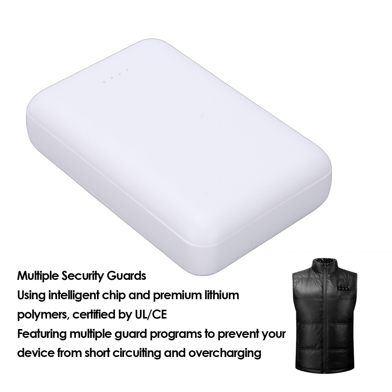 Pack de Batterie Gilet Chauffant 20 000 MAh, Pack Batterie de Gilets de Veste Chauffante, Chargeur Portable, Vestes Chauffantes Rechargeables, Banque d'alimentation Manteau