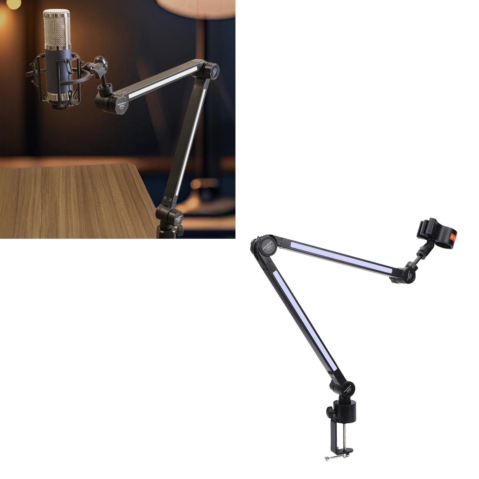 Bras Articulé Pour Micro, Pied De Micro Avec Pince De Fixation Pour Bureau Et Pince Pour Micro, Vis D'adaptation 3/8" À 5/8", Angle Réglable, Capacité De Charge De 2 Kg