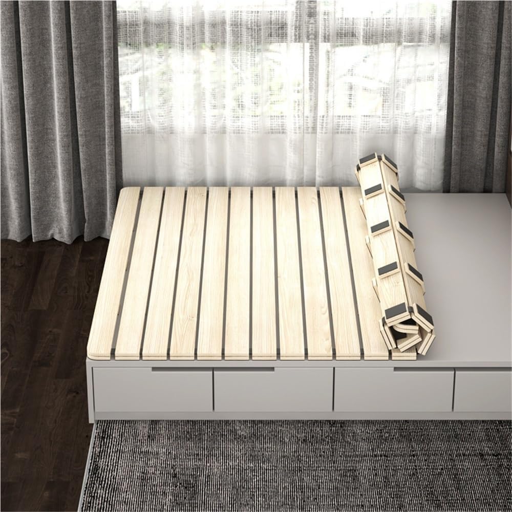 Breathable Bed Plate Solid Wood Futon Frame Folding(en:Queen Size Foldable Wood Slatted Bed Frame, Solid Tatami Futon Board for Bedroom & Living Room, Space-Saving Design (78.7" x 47.2")
