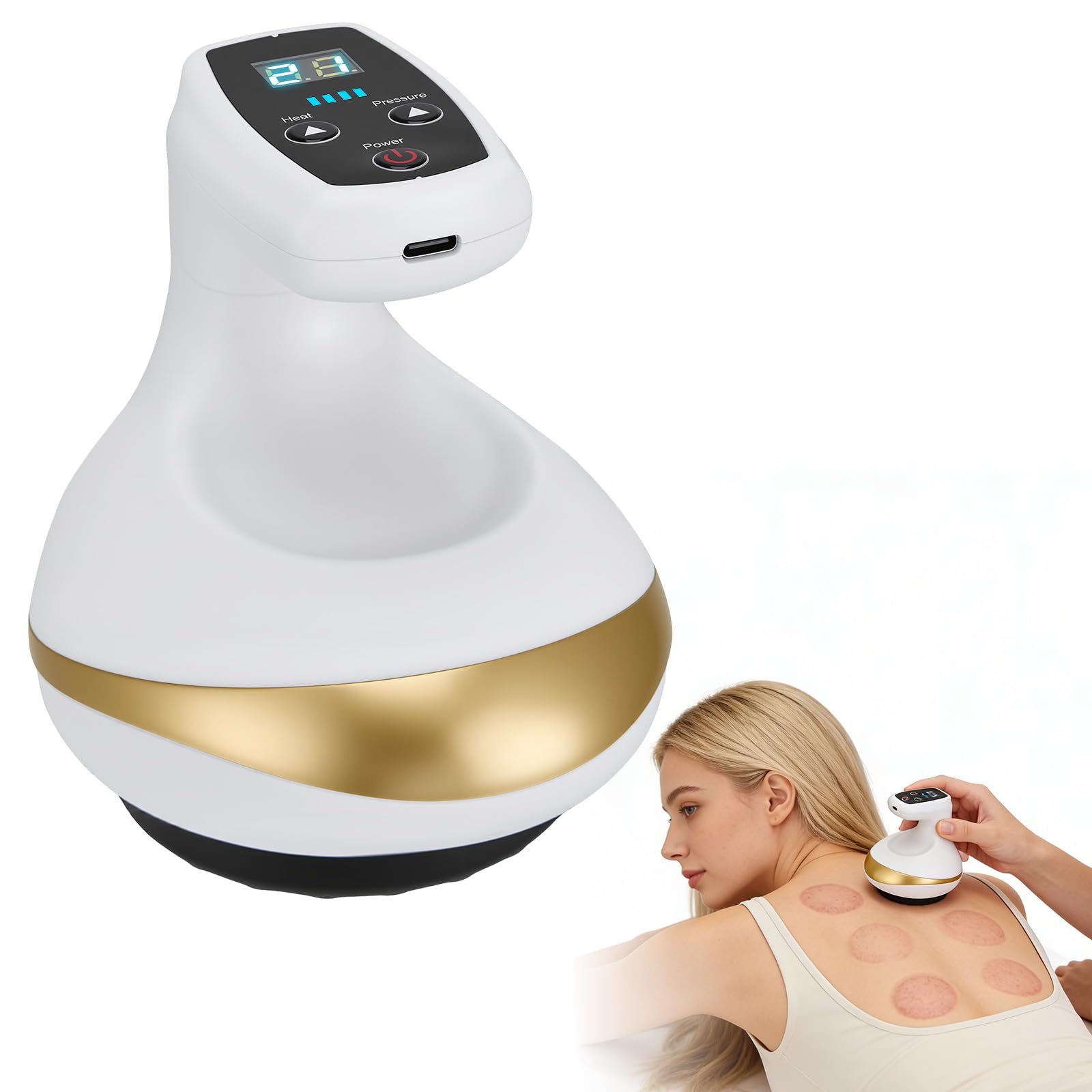 Massaggiatore Contro Cellulite 4 In 1,9 Potenza Di Aspirazione E 9 Calore, Con Coppettazione Sottovuoto E Gua Sha Elettrico, Massaggiatore Anticellulite Vacuum Favoriscono La Circolazione Sanguigna