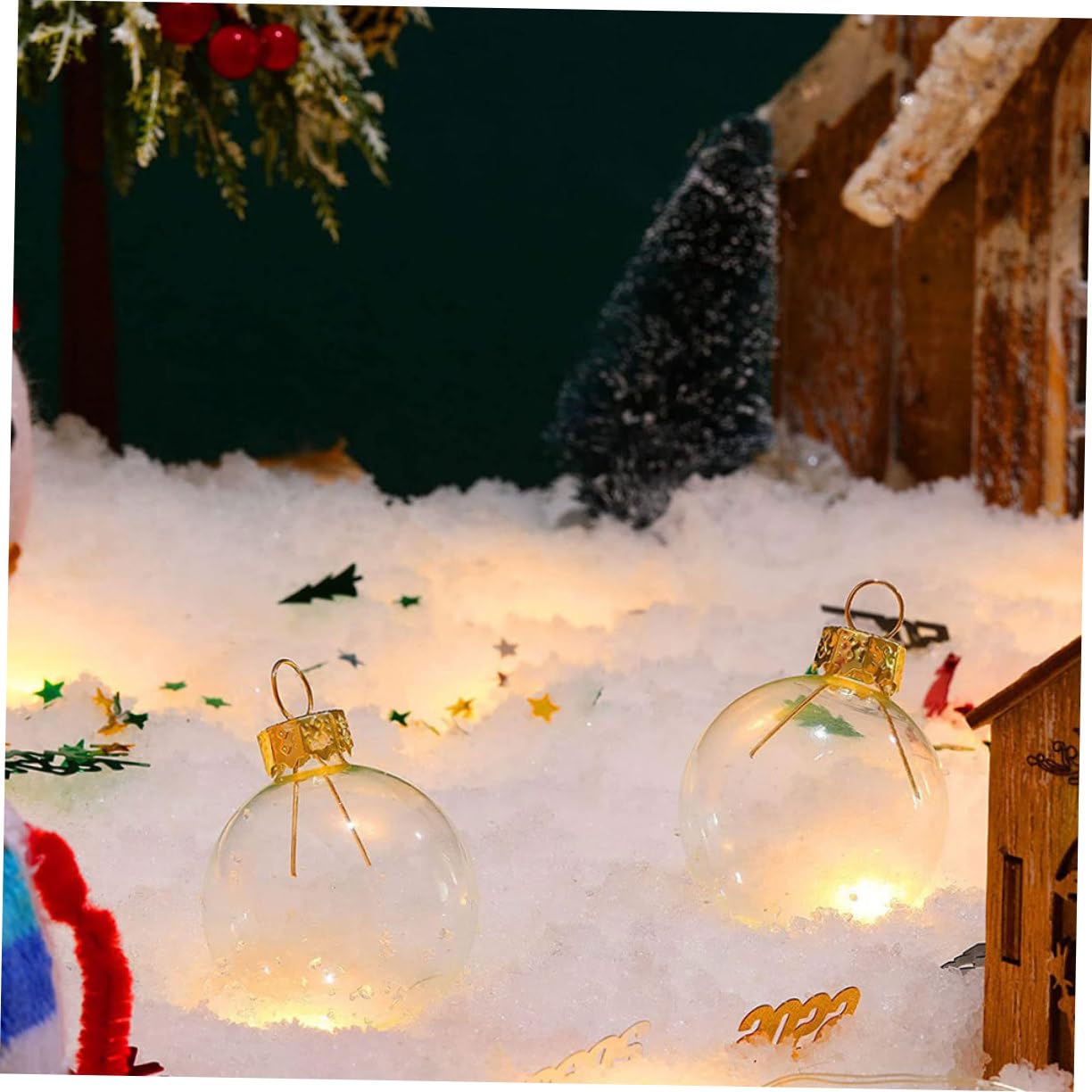 12stücke Weihnachtskugeln mit Aufhängeseil Hängende Christbaumkugeln zum Aufhängen Weihnachtsdeko für Fenster und Baum
