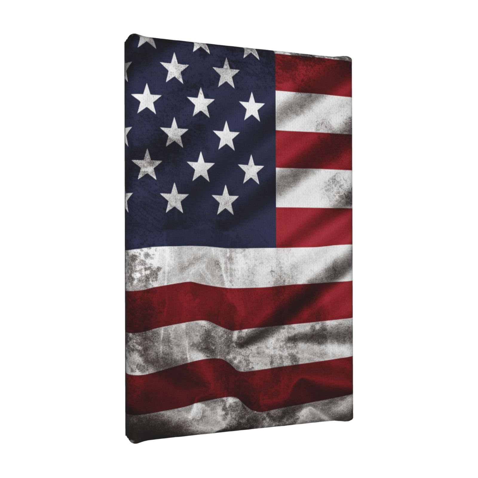 Ykljg American Flag Independence Fourth Of July Printed Wall Art Canvas Painting 20X30 Cm Wooden Framed Picture Painting Artwork Prints For Bedroom Kitchen Home Office Decor