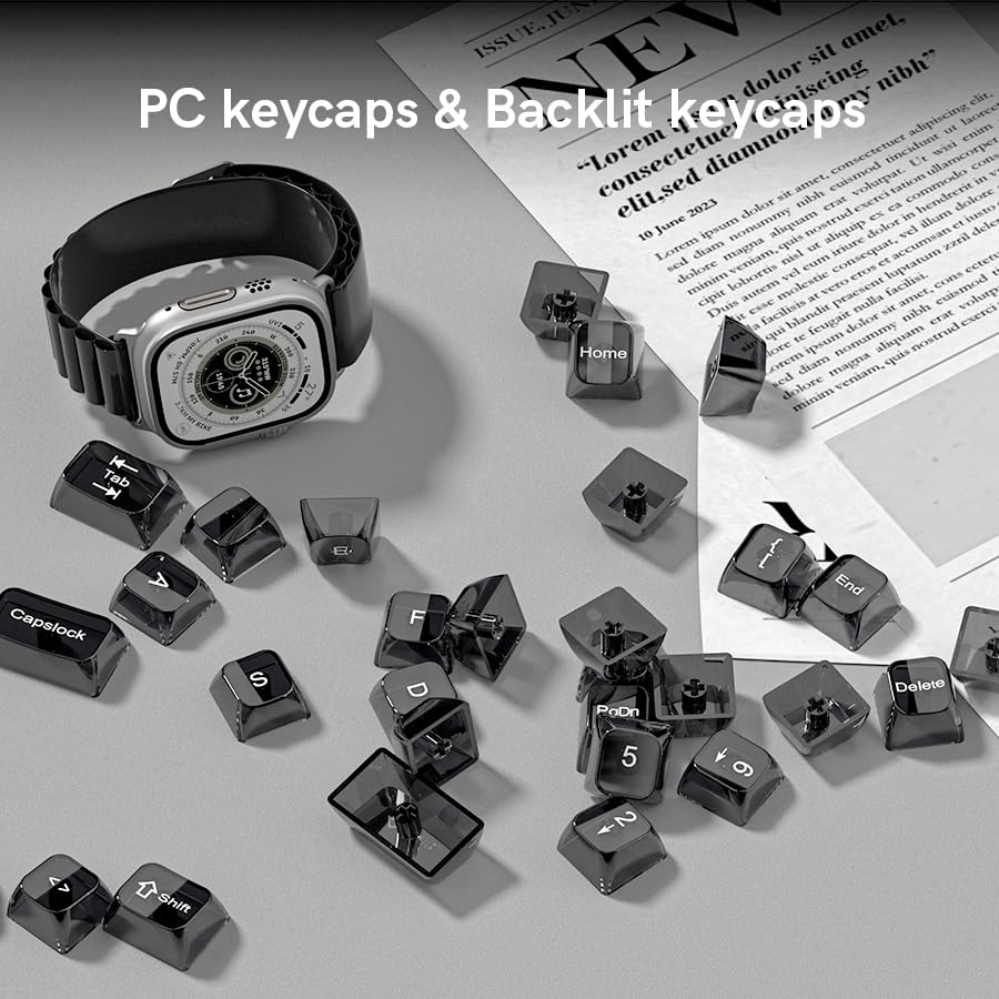 Image of dagaladoo Clear keycaps,Transparent Keyboard keycaps,Jelly Key caps Set,Shine Through keycap,MDA Profile Keyboard caps for Mx Switches Mechanical Keyboard(Dark Grey,115-keys)