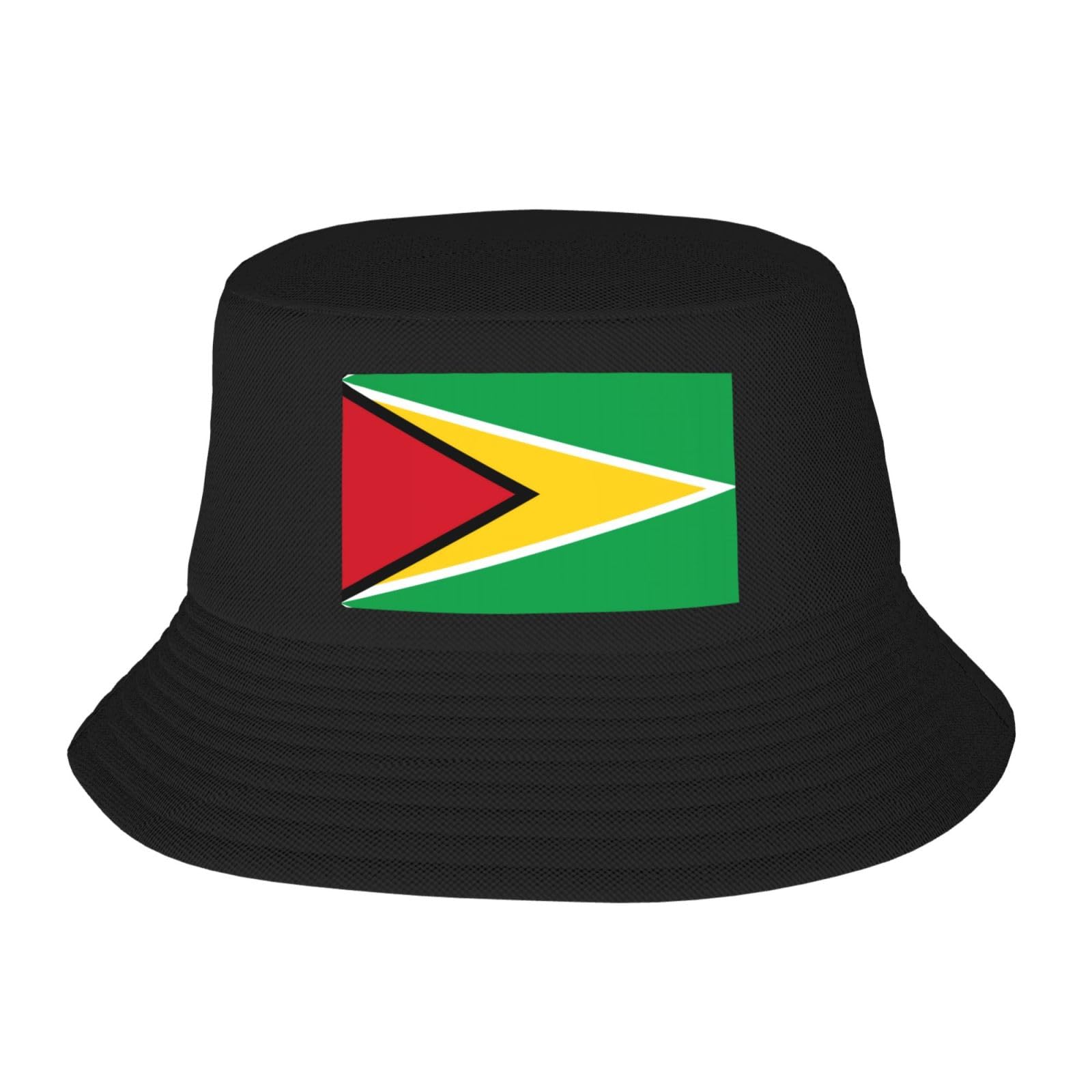 Flag of Guyana Adult Bucket Hat - UV Protection, Suitable for Outdoor Fishing Hiking Beach Vacation Black