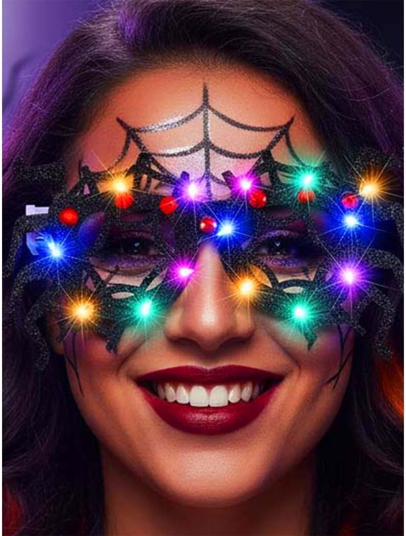CLOACE LED Halloween Glasses Light Up Novelty Eyeglasses Glitter Cosplay Decorations for Women and Adults