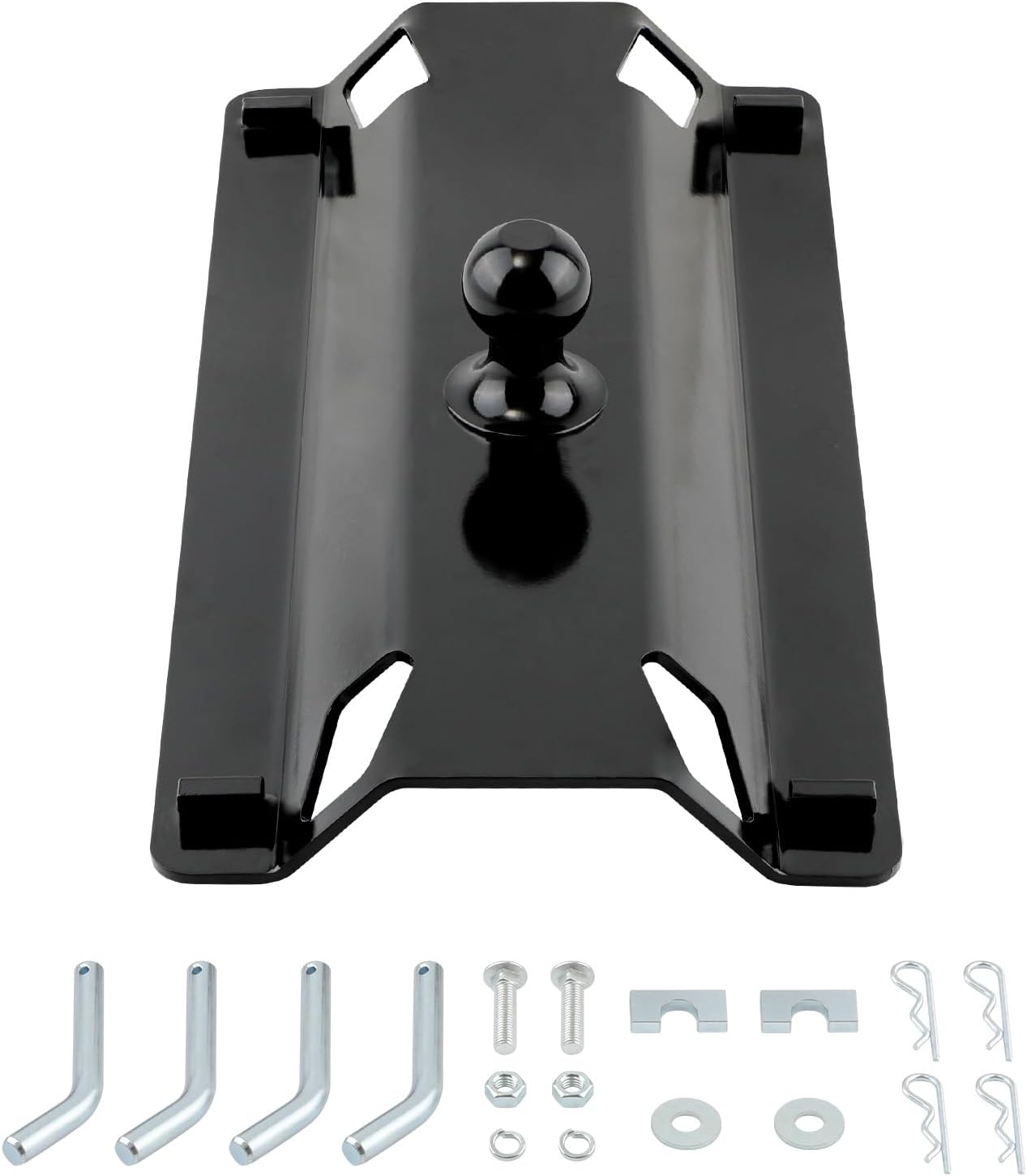 maXpeedingrods Universal Towing 5th Wheel Gooseneck Hitch Adapter Plate for Pickup Truck Bed Standard 5th Fifth Wheel Rails 25000 lbs with 2-5/16” Heat Treated Ball