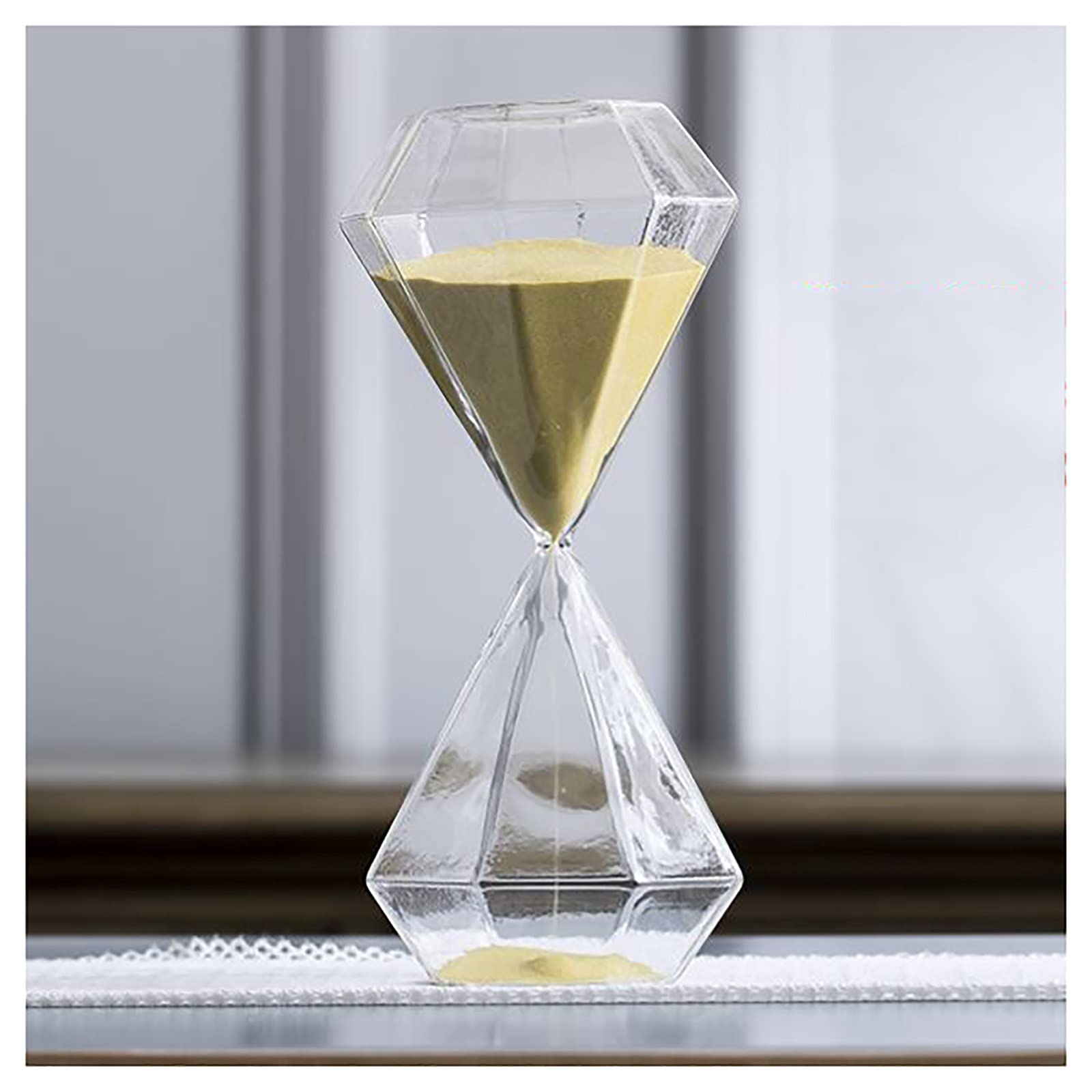 Verre de sable 60 min romantique en forme géométrique pour intérieur chic
