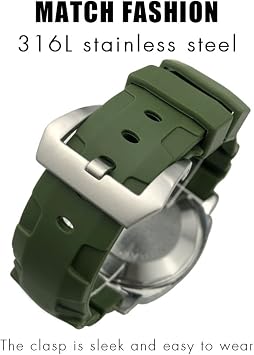 SKM Rubber Watchband 22mm 24mm 26mm Silicone Watch Strap Fit for Panerai Submersible Luminor PAM Green Blue Waterproof Bracelet (Color : Black pin, Size : 22mm)