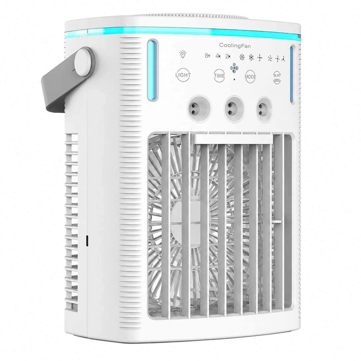 4-en-1 Mini Aire Acondicionado Portátil con Mando a Distancia, Enfriador de Aire de 1000ml con Temporizador 2-4-8H, Climatizador Silencioso con 3 Salidas de Niebla y 7 Luces LED para Dormitorio