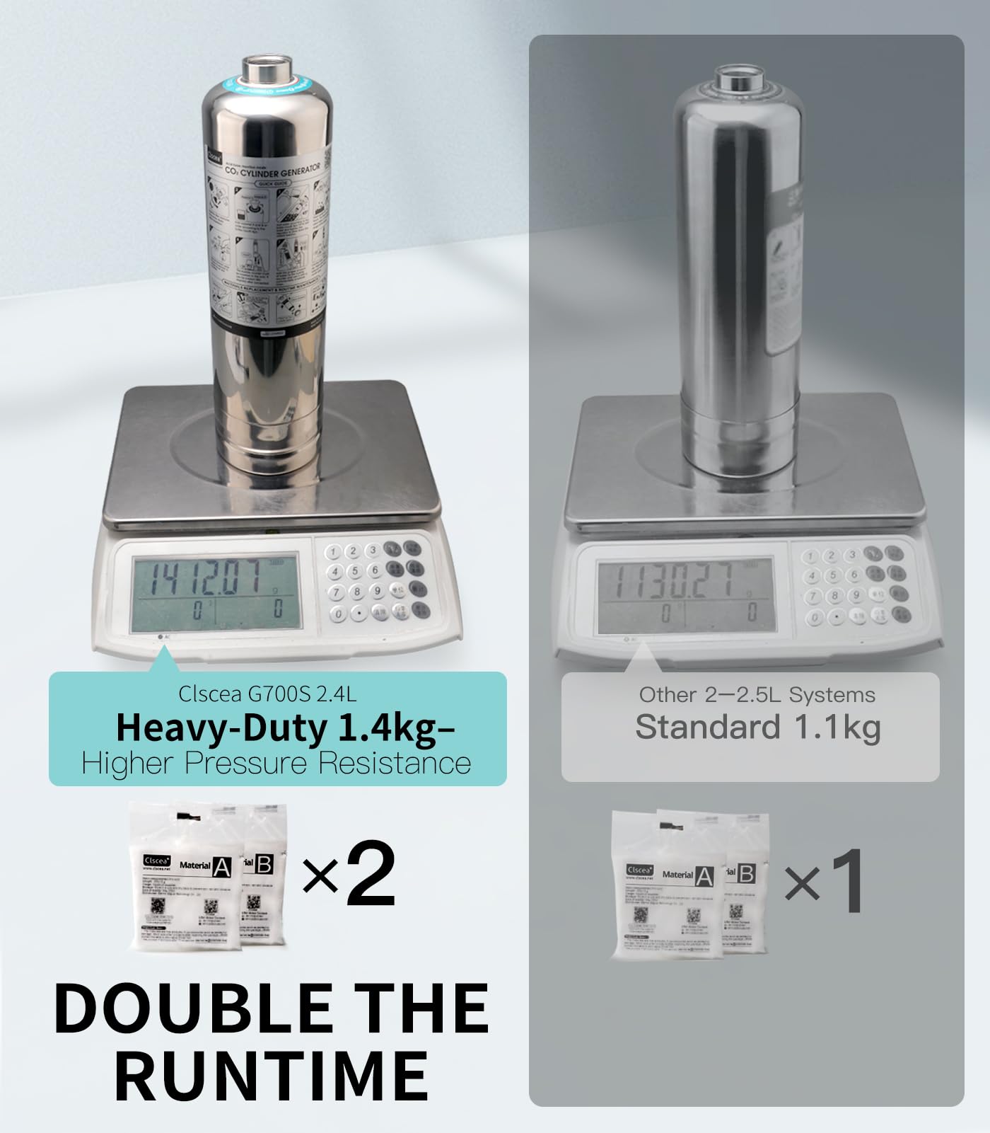 G700S - Kit generador de CO2 para acuario de 2,4 L, doble presión, versión mejorada máxima para materias primas de 400 g + 400 g