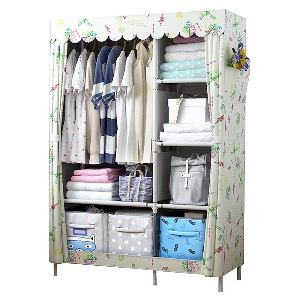 Armario de tela portátil con estructura de pie para almacenamiento de ropa de 170x105x45 cm