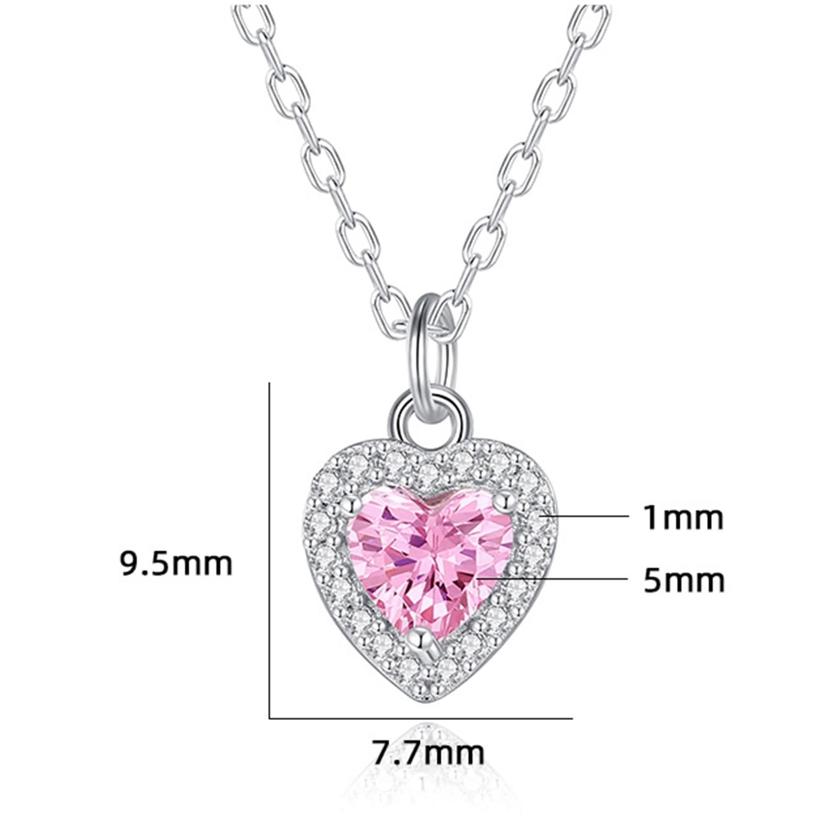 Collar de cadena de oro blanco de 9 Kt/14 Kt/18 quilates para mujer, colgante de corazón, con diamante creado de 0,5 quilates y moissanita, collar de plata para mujer