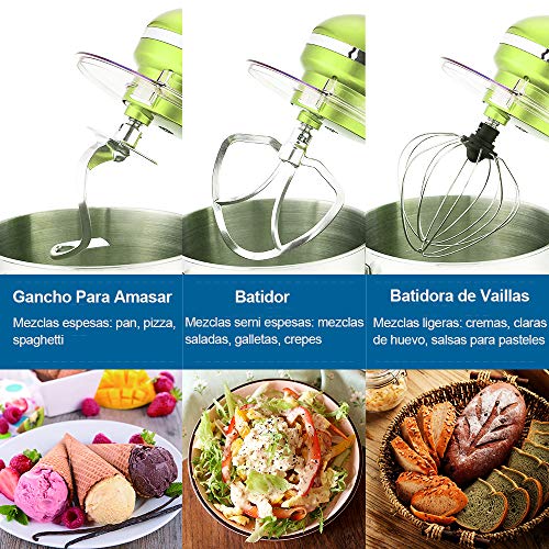 Aucma Knetmaschine, 1400 W, Küchenmaschine, 7 l, für Backwaren, 6 Geschwindigkeitsstufen, automatisch, multifunktional… – Bild 5