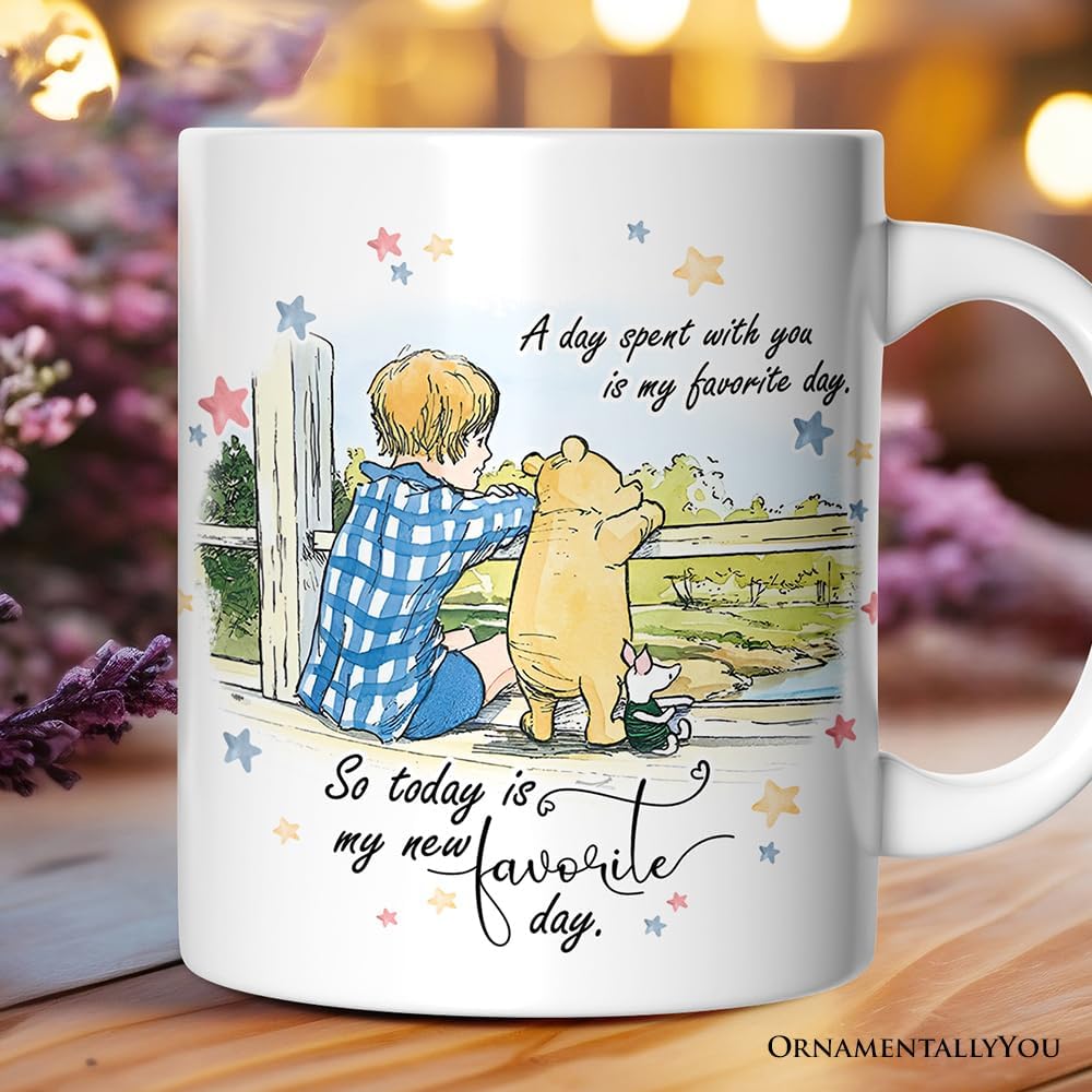 A Day with You is My Favorite Personalized Mug, Pooh Bear's Sentimental Quote with Custom Name (Non-Customizable) image 4