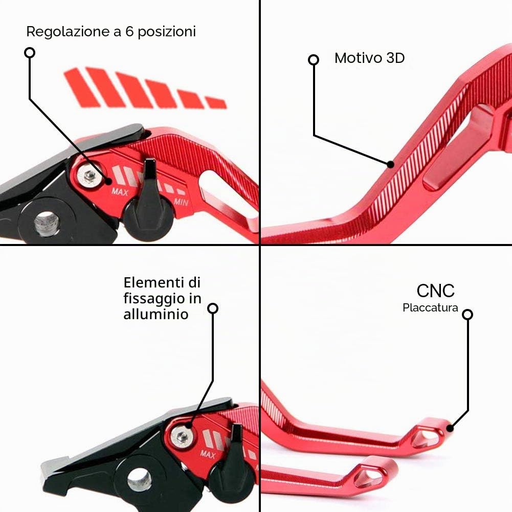 Breve Freno Frizione Leve Regolabili Compatibile con Yamaha YZF-R125/125R 2014-2020 MT-125 2014-2020 Rosso